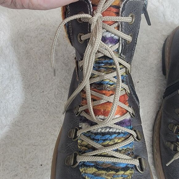 Rieker Felicitas Lace Up Side Zip Combat Boot Brown Multicolor EU 37 US 6-6.5 - Picture 4 of 16